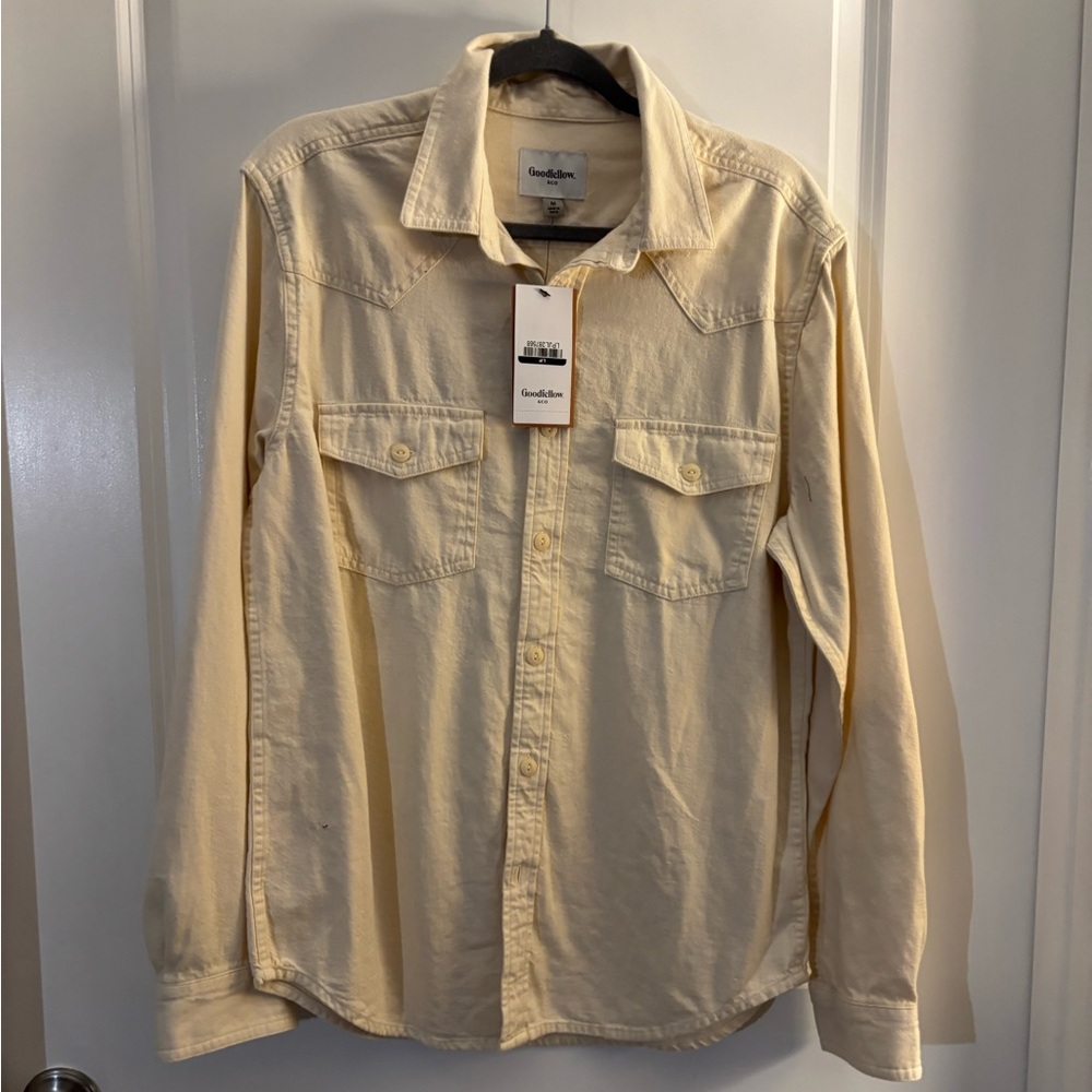 Goodfellow & Co Men's Cream Denim Jean Button-Up Shirt Sz M NWT